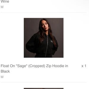 Float On "Sage" (Cropped) Zip Hoodie in Black
M